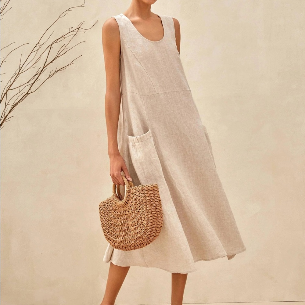 Lintico 100% Linen Swing Beach Tank Dress GIANA XXXL